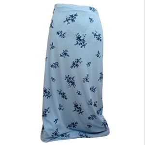 Dainty Blue Floral 90's Y2K Sheer Curtain Sz XXL Midi Skirt
